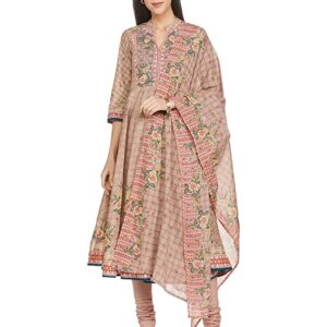 BIBA Women's Cotton Salwar Suit Set (SKDJAIPUR D7530_Mouse Grey_42)